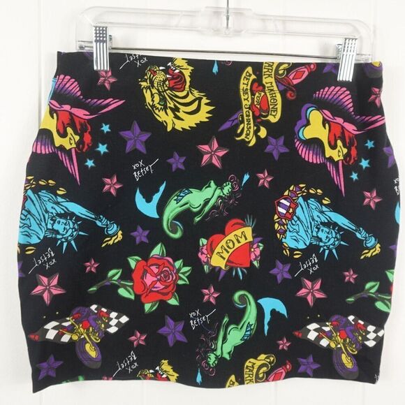 Betsey Johnson Womens Tatoo Print Skirt Large - Picture 8 of 11